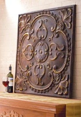 decor medallion antique tuscan steel metal embossed iron finish gold gray decorating stamped corners center square cbk wood