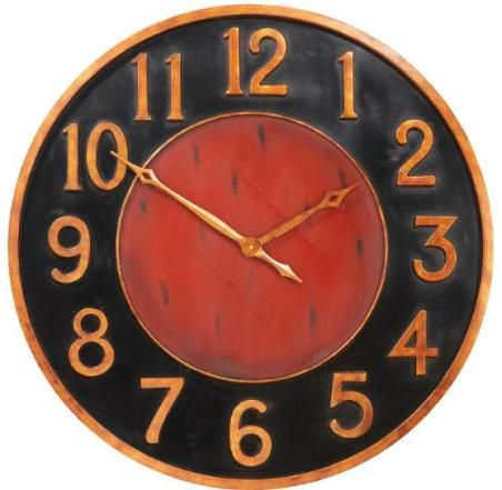 CBK Styles 43922 Wall Clock French Antique Reproduction, Distressed Red Face, Gold Multicolor finish, Raised numbers, No assembly required, Iron Primary Material, Dimensions 35.5