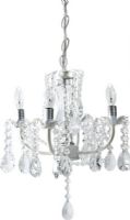 CBK Style 53826 Four Arm Chandelier With Draped Bead Accents Steel, Glass & Acrylic, Antique White Color/Finish, Steel Primary Material, UPC 054798538269 (53826 CBK53826 CBK-53826 CBK 53826) 