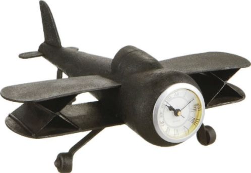 CBK Style 650417 Vintage Metal Airplane Desk Clock, Set of 2, UPC 738449650417 (650417 CBK650417 CBK-650417 CBK 650417)