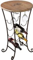 CBK Style 717905 Vineyard Table with Wine Bottle and Glass Rack, Holds 8 bottles of wine and glasses, Compliments any decor, Wood table top and metal stand with black finish, Rustic vineyard table with "Chateau La Couspaude" imprint on wood table top of wine rack, UPC 738449717905 (717905 CBK717905 CBK-717905 CBK 717905) 