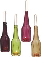 CBK Style 821565 Bottle Tealight Holder, Bottle Tealight Holder, Glass And Metal, Wine & Serveware collection, Set of 4, UPC 738449821565 (821565 CBK821565 CBK-821565 CBK 821565) 