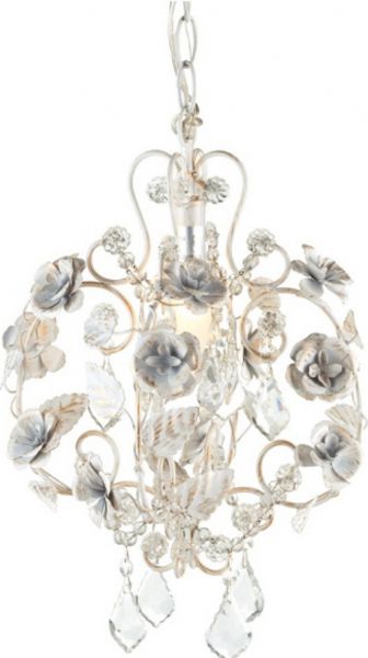 CBK Style 822111 Small Antique White Rose Beaded Chandelier Lamp, Set of 2, Cream painted flowers and acrylic crystals, UPC 738449822111(822111 CBK822111 CBK-822111 CBK 822111)