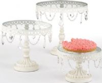 CBK Style 90983 White Iron & Acrylic Glass Gem Embellished Cake Plate Stand, Set of 3, UPC 054798909830 (90983 CBK90983 CBK 90983 CBK-90983) 