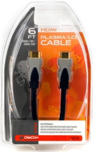 DigiCom CBL-SH6 HDMI Home Theater Cable 6 Foot, Connects any cable box, satellite box, DVD player, or other device that has an HDMI female port to another HDMI device (such as newer HD-TV's, or projectors) (CBLSH6 CBL SH6)