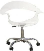 Wholesale Interiors CC-026A-CLEAR Bounty Acrylic Swivel Office Chair in Clear, 360 Degree swivel, Modern swivel chair, Steel base with wheels, Transparent acrylic seat, Height adjustable, 14.75"-18.75" and depth is 16" Seat height, 22.25"-26.25" Arm height, UPC 878445008963 (CC026ACLEAR CC-026A-CLEAR CC 026A CLEAR CC026A CC-026A CC 026A) 