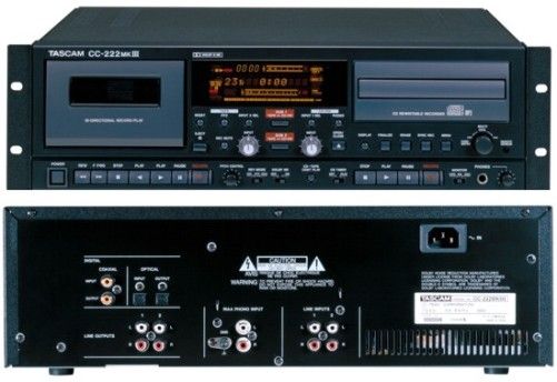 Tascam CC-222MKIII Live Audio Cassette/CD Recorder, 3U Rack Mount Design, Integrated CD Recorder & Reversible Cassette Deck, +/- 12% Pitch Control on Cassette Deck, Return To Zero Function on Cassette Deck, Dolby Noise Reduction on Cassette Deck, Continuous Play function between Cassette & CD (CC222MKIII CC 222MKIII CC-222MK CC-222)