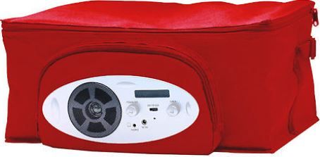 Craig CC310-RD Cooler Bag with Built-in AM/FM Radio, Red, Hold up to 24 (12oz) Cans, Plays All Audio Devices Through 3.5mm Aux in Cable, Built-in Speaker, Rotary Volume Control, Built-in 3.5mm Aux in Cable, Built-in 3.5mm Headphone Jack, AC/DC Operated (AC Adaptor Not Included), DC Operated  Uses 9V Battery (Not Included), UPC 731398503100 (CC310RD CC310 RD CC-310-RD CC 310-RD)