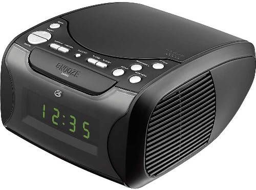 GPX CC314B CD Clock Radio with Dual Alarm, Black; 0.9