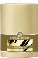 Colonial Candle CCFT34.1339 Simply Vanilla 3" by 4" Smooth Pillar, Burns for up to 65 hours, UPC 048019627191 (CCFT34.1339 CCFT34-1339 CCFT341339 CCFT34 1339) 