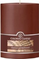 Colonial Candle CCFT34.1866 Tibetan Sandlewood Scent, 3" by 4" Smooth Pillar, Burns for up to 65 hours, UPC 048019627245 (CCFT34.1866 CCFT341866 CCFT34-1866 CCFT34 1866) 