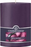 Colonial Candle CCFT34.1893 Berry Sorbet Scent, 3" by 4" Smooth Pillar, Burns for up to 65 hours, UPC 048019626910 (CCFT34.1893 CCFT341893 CCFT34-1893 CCFT34 1893) 