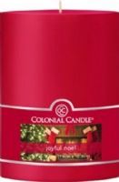 Colonial Candle CCFT34.1961 Joyful Noel Scent, 3" by 4" Smooth Pillar, Burns for up to 65 hours, UPC 048019626866 (CCFT34.1961 CCFT341961 CCFT34-1961 CCFT34 1961) 