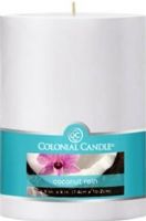 Colonial Candle CCFT34.2074 Coconut Rain Scent, 3" by 4" Smooth Pillar, Burns for up to 65 hours, UPC 048019626934 (CCFT34.2074 CCFT342074 CCFT34-2074 CCFT34 2074)  