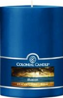 Colonial Candle CCFT34.2104 Illusion Scent, 3" by 4" Smooth Pillar, Burns for up to 65 hours, UPC 048019627085 (CCFT34.2104 CCFT342104 CCFT34-2104 CCFT34 2104)  