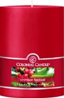Colonial Candle CCFT34.2105 Crimson Festival Scent, 3" by 4" Smooth Pillar, Burns for up to 65 hours, UPC 048019626965 (CCFT34.2105 CCFT342105 CCFT34-2105 CCFT34 2105)  