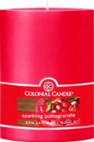 Colonial Candle CCFT34.2106 Sparkling Pomegranate Scent, 3" by 4" Smooth Pillar, Burns for up to 65 hours, UPC 048019627221 (CCFT34.2106 CCFT342106 CCFT34-2106 CCFT34 2106) 