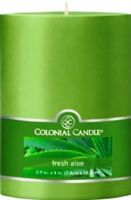 Colonial Candle CCFT34.2175 Fresh Aloe Scent, 3" by 4" Smooth Pillar, Burns for up to 65 hours, UPC 048019627047 (CCFT34.2175 CCFT342175 CCFT34-2175 CCFT34 2175) 