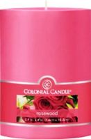 Colonial Candle CCFT34.2178 Rosewood Scent, 3" by 4" Smooth Pillar, Burns for up to 65 hours, UPC 048019627160 (CCFT34.2178 CCFT342178 CCFT34-2178 CCFT34 2178) 