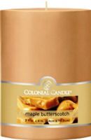 Colonial Candle CCFT34.2847 Maple Butterscotch Scent, 3" by 4" Smooth Pillar, Burns for up to 65 hours, UPC 048019628839 (CCFT34.2847 CCFT342847 CCFT34 2847 CCFT34-2847) 