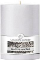 Colonial Candle CCFT34.2856 Sparkling Snowflake Scent, 3" by 4" Smooth Pillar, Burns for up to 55 hours, UPC 048019628907 (CCFT34.2856 CCFT342856 CCFT34-2856 CCFT34 2856)  
