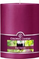 Colonial Candle CCFT34.584 Fine Merlot Scent, 3" by 4" Smooth Pillar, Burns for up to 65 hours, UPC 048019627016 (CCFT34.584 CCFT34584 CCFT34-584 CCFT34 584)  