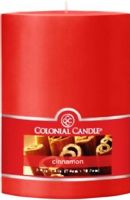 Colonial Candle CCFT34.847 Cinnamon Scent, 3" by 4" Smooth Pillar, Burns for up to 65 hours, UPC 048019626927 (CCFT34.847 CCFT34706 CCFT34-706 CCFT34 706)  