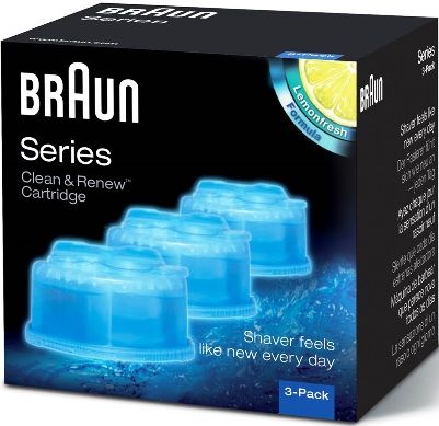 Braun CCR3 Clean & Renew Cartridge (3 Refills); Used in Brauns patented Clean & Charge system base for when you are looking to clean, charge, and lubricate your Braun shaver; 069055868003 (CCR-3 CCR 3 CC-R3)