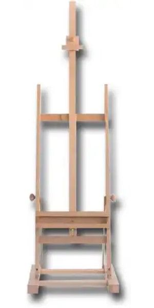 Cappelletto CCS20 Medium Studio Easel With Utility Shelf; A very sturdy medium-sized studio easel; Made in Italy of oiled, stain-resistant, seasoned beechwood; This stable studio easel was specifically designed to enable painting even in small spaces; The easel has a double shelf; UPC 8032679712801 (CAPPELLETTOCCS20 CAPPELLETTO CCS20 CCS 20 CAPPELLETTO-CCS20 CCS-20)