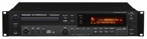 Tascam CD-RW901MKII CD Recorder / Player; Supported disc types CD-R, CD-R-DA, CD-RW, CD-RW-DA(High Speed CD-RW is supported); Playback disc formats CD-DA, CD-ROM ISO9660 LEVEL 1/2 Joliet format, multisession discs and CD-text; Analog in RCA pin jack; Analog in (Balanced) XLR-3-31(1:GND, 2:HOT, 3:COLD); AES/EBU in XLR-3-31; Analog out RCA pin jack; Coacial in RCA pin jack; Optical in TOS LINK; Coacial out RCA pin jack; Optical out TOS LINK; UPC 043774030637 (CDRW901MKII CD-RW901MKII)