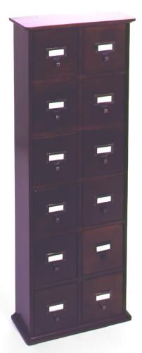 Leslie Dame CD144 Solid Library Style CD Cabinet, 12 Drawers, Holds 144 CDs, Oak Finish, Dimensions 40