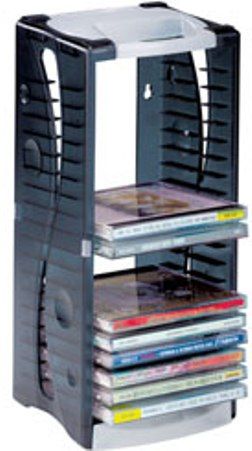 Aidata CD20Ti CD Tower 20, Holds up to 20 CDs, Knock-down design for easy assembly, Stackable interlock vertically and horizontally (CD-20TI CD 20TI CD20T CD20)