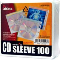 Aidata CD2B-100 CD Sleeve 100, Includes 100 sleeves, Each sleeve holds 2 CDs or 1CD with booklet, Holds up to 200 CDs, Fits most kinds of ring binders (CD2B100 CD2B 100) 