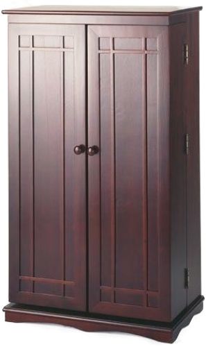 Leslie Dame CD-612C Mission Front MultiMedia Storage Rack, Cherry Finish, Holds 612 CDs, 298 DVDs or 148 Video Cassettes, Hand Crafted Furniture Quality, Hand Rubbed Oil Finish, Adjustable shelves, Width with Doors Open is roughly 46