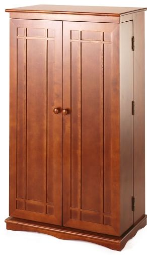 Leslie Dame CD-612W Mission Front MultiMedia Storage Rack, Walnut Finish, Holds 612 CDs, 298 DVDs or 148 Video Cassettes, Hand Crafted Furniture Quality, Hand Rubbed Oil Finish, Adjustable shelves, Width with Doors Open is roughly 46