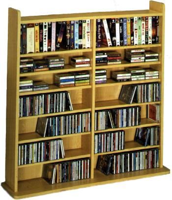 Leslie Dame CD700 Wall Multi-Media Wall Rack, Deluxe Oak Finish, Holds Any Combination of 700 Compact Discs Or 420 Audio Cassettes Or 168 Video Cassettes or 400 DVDs, Great Storage For CD Roms And Video Cartridges (CD 700   CD-700)