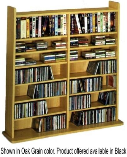 Leslie Dame CD-700B Deluxe Multimedia Storage Rack, Black Finish, Holds 640 CDs, 260 DVDs and 145 VHS, Constructed of Medium Density Fiberboard with a laminate, Cabinet revolves on a precision ball bearing base, Adjustable shelves (CD700B CD700-B CD-700 CD700) 