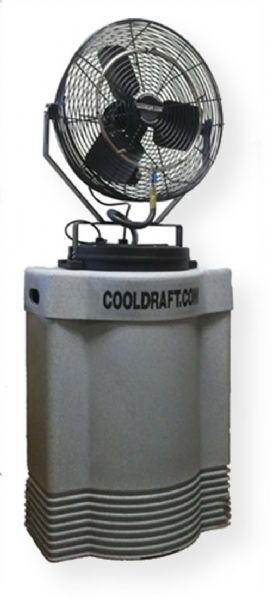 Ventamatic Cool Draft CDHP1840GRY High Pressure Misting Fan on 40 Gal Cooler; 18