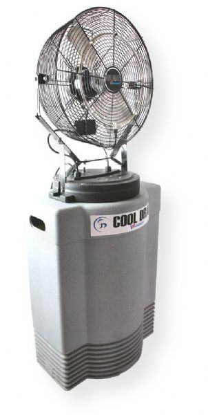 Ventamatic Cool Draft CDMP1840GRY Mid-Pressure Misting Fan on 40 Gal Cooler; 18