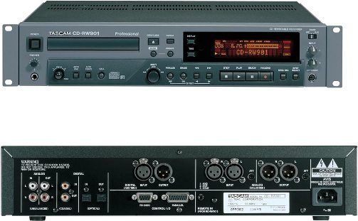 Tascam CD-RW901 Professional CD Live Audio Recording Deck, Balanced, 2U rackmount design, XLR balanced and RCA unbalanced analog I/O with dedicated input controls, AES/EBU and S/PDIF digital I/O, Included wired remote control, RS-232C serial control port and Parallel control port (CDRW901 CD RW901 CDR-W901 CDRW-901)