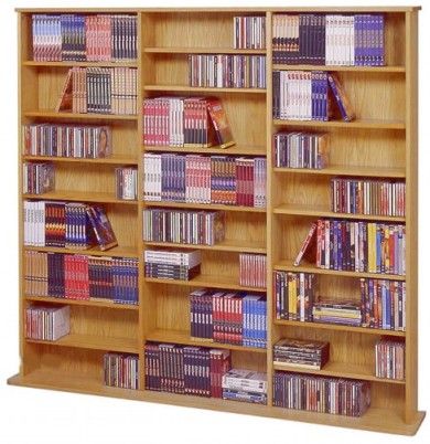 Leslie Dame CDV-1500 Deluxe Multimedia Storage Rack, Solid Oak Veneer, Capacity: Holds 1500 CDs, 612 DVDs, 900 Audiocassettes or 360 VHS Videocassettes, Heavy duty construction, 27 total shelves (24 shelves are adjustable and 3 in the middle need to be fixed to support the unit structurally), Assembles Quickly and Easily (CDV1500 CDV 1500)