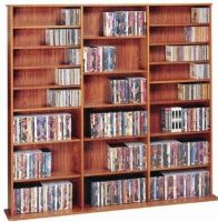Leslie Dame CDV-1500CHY Deluxe Multimedia Storage Rack, Cherry Finish Veneer, Capacity: Holds 1500 CDs, 612 DVDs, 900 Audiocassettes or 360 VHS Videocassettes, Heavy duty construction, 27 total shelves (24 shelves are adjustable and 3 in the middle need to be fixed to support the unit structurally), Assembles Quickly and Easily (CDV1500CHY CDV 1500CHY CDV-1500) 