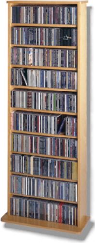 Leslie Dame CDV-500 Deluxe Multimedia Storage Rack, Oak Veneer Finish, Holds 500 CDs, 204 DVDs, 300 Audiocassettes or 120 VHS Videocassettes (CDV500 CDV 500 CDV-50 CDV50 CD-V500) 