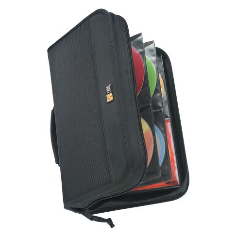 Case Logic CDW-92 CD Wallet 92 Disc Capacity - Black Nylon; Holds 92 CDs or 46 CDs with liner notes, Easy flip pages lay flat for easy access to CDs, 12.6