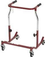 Drive Medical CE 1000 B Wenzelite Anterior Rehab Safety Roller, Fixed Width, Adult, Burgundy, 4 Number of Wheels, 25" Base Depth, 21.5" Base Width, 36" Max Handle Height, 29" Min Handle Height, 17" Inside Hand Grip Width, 400 lbs Product Weight Capacity, Adjustable-brake spring tension, Height adjustable in 1" increments, Folds easily and stands on its own in the folded position, UPC 822383111797 (CE 1000 B CE-1000-B CE1000B DRIVEMEDICALCE1000B) 