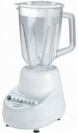 Continental Electric CE22131 Table Top Blender, White, 10-speed + Pulse Action, 350 Watts Motor, 48 Ounce Break-Resistant Plastic Jar, Removable Stainless Steel Cutting Blades, Removable Measuring Cup in Lid, Non-skid Padding, Power Input 110VAC 400W, UPC 765167221315 (CE-22131 CE 22131)