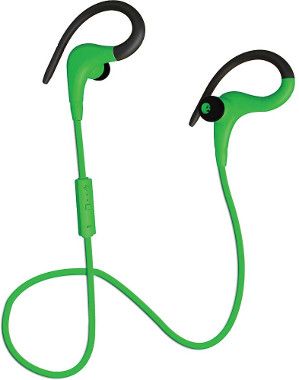 Coby CEBT-400-GRN Green Intense Wireless Earbuds with Mic, Built-in microphone, Volume control,  Tangle free flat cable, Sweat resistant, Superior audio performance, Comfortable fit, Dimensions 6.14