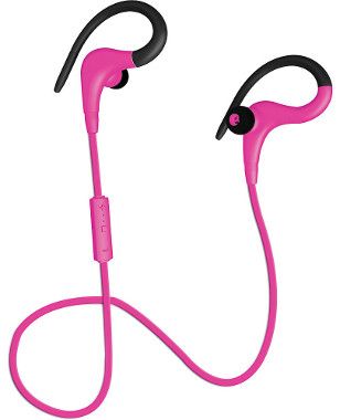 Coby CEBT-400-PNK Pink Intense Wireless Earbuds with Mic, Built-in microphone, Volume control, Tangle free flat cable, Sweat resistant, Superior audio performance, Comfortable fit, Dimensions 6.14