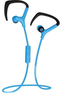 Coby CEBT-401-BLU Blue Intense Wireless Earbuds with Mic, Built-in microphone, Volume control,  Tangle free flat cable, Sweat resistant, Superior audio performance, Comfortable fit, Dimensions 6.14