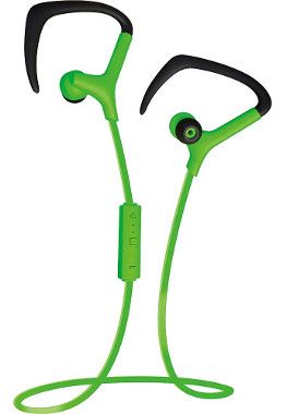 Coby CEBT-401-GRN Green Intense Wireless Earbuds with Mic,Built-in microphone,Volume control, Tangle free flat cable,Sweat resistant,Superior audio performance,Comfortable fit,Dimensions 6.14
